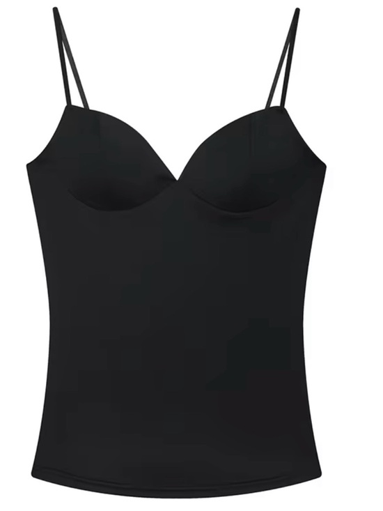 Tops - NWT - Cami Black Stretch with Built-In Cups - Women Tops Corset Style Bodycon